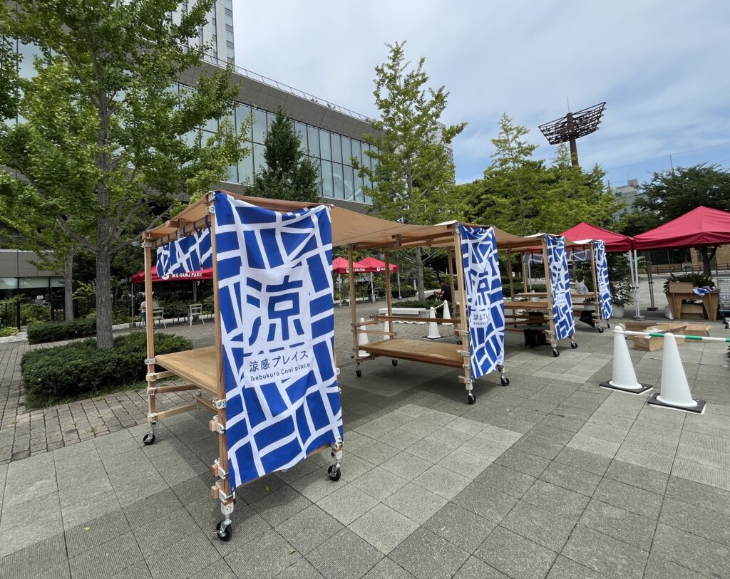 池袋各所にSPACECOOLが使用された涼スポットが設置されています!